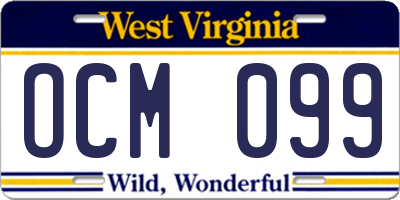 WV license plate OCM099