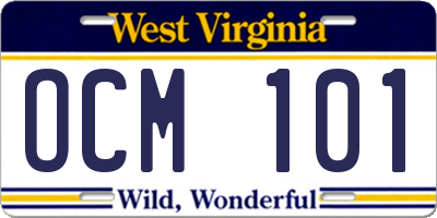 WV license plate OCM101