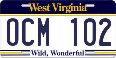 WV license plate OCM102
