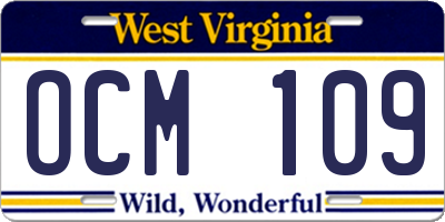 WV license plate OCM109
