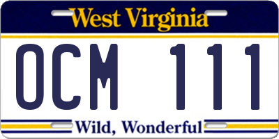 WV license plate OCM111