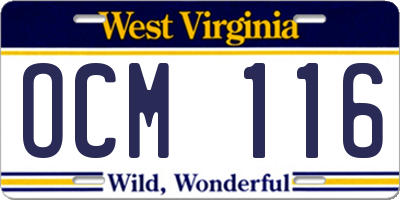 WV license plate OCM116