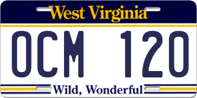WV license plate OCM120