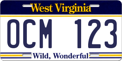 WV license plate OCM123