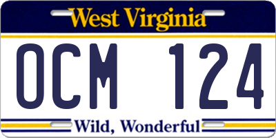 WV license plate OCM124