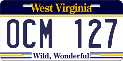 WV license plate OCM127