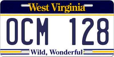 WV license plate OCM128