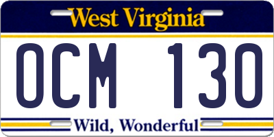 WV license plate OCM130