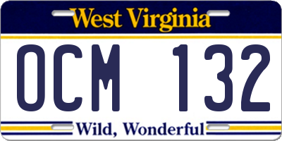 WV license plate OCM132