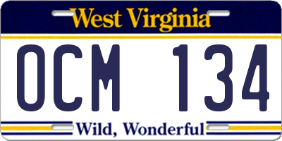 WV license plate OCM134