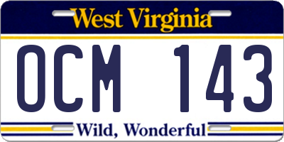 WV license plate OCM143