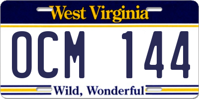 WV license plate OCM144