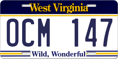 WV license plate OCM147
