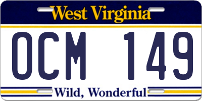 WV license plate OCM149