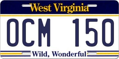 WV license plate OCM150