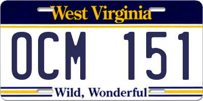 WV license plate OCM151