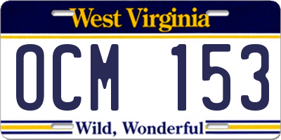 WV license plate OCM153