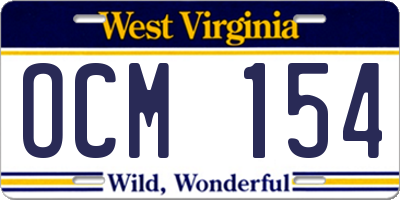 WV license plate OCM154
