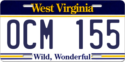 WV license plate OCM155