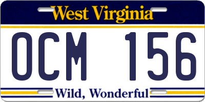 WV license plate OCM156