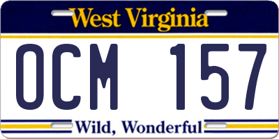 WV license plate OCM157