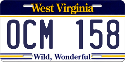 WV license plate OCM158