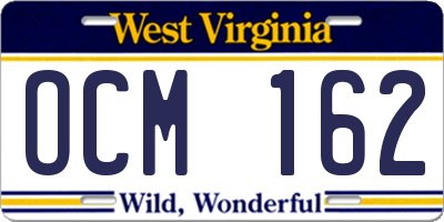 WV license plate OCM162