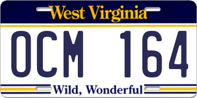 WV license plate OCM164