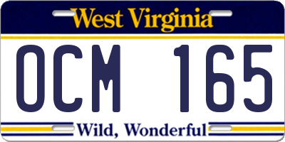 WV license plate OCM165