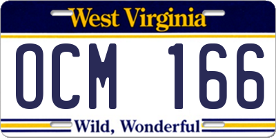 WV license plate OCM166