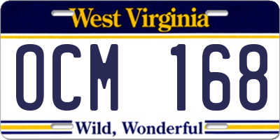 WV license plate OCM168