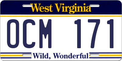 WV license plate OCM171