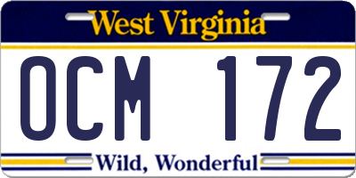 WV license plate OCM172