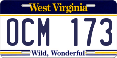 WV license plate OCM173