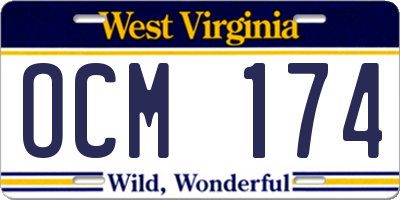 WV license plate OCM174