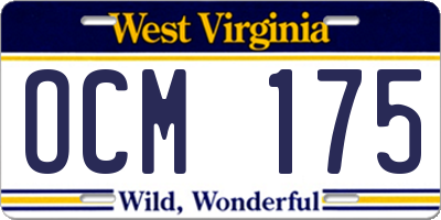 WV license plate OCM175
