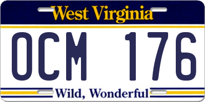 WV license plate OCM176