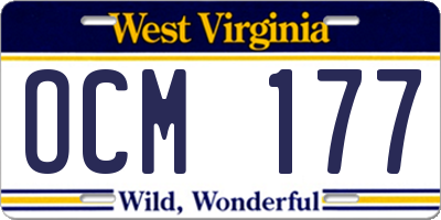 WV license plate OCM177