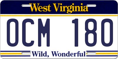 WV license plate OCM180