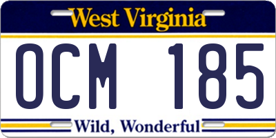WV license plate OCM185