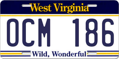 WV license plate OCM186