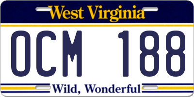 WV license plate OCM188