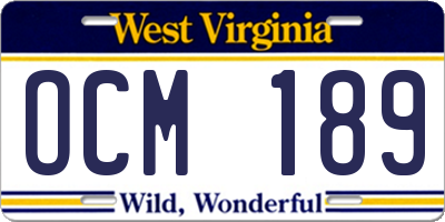 WV license plate OCM189