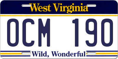 WV license plate OCM190