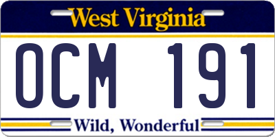 WV license plate OCM191