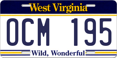 WV license plate OCM195
