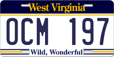 WV license plate OCM197