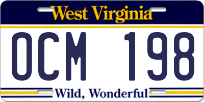 WV license plate OCM198