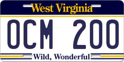 WV license plate OCM200