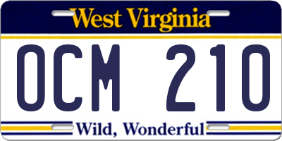 WV license plate OCM210